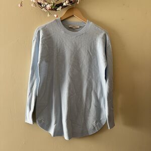 Ann Taylor Loft Sweater Womens Light Blue Long Sleeve Curved Hem sz S